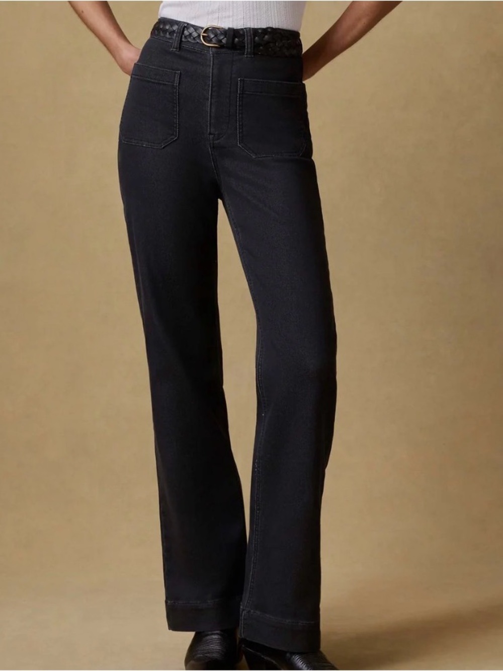 Faherty sz 30 Stretch Terry Patch Pocket Pant - wide Onyx Black great condition